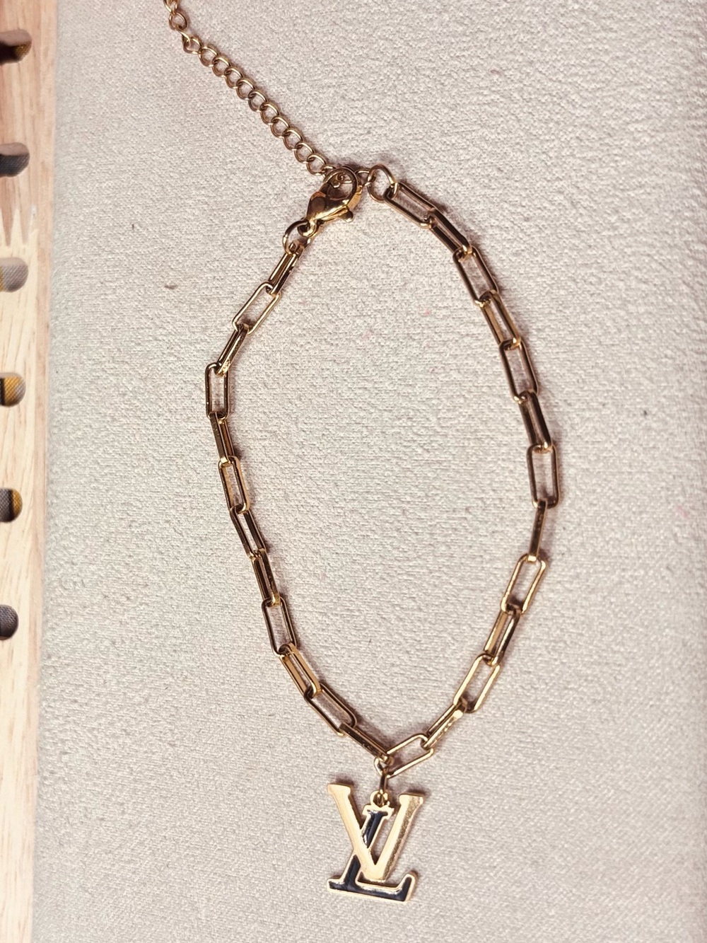 7” Black & Gold Charm Paperclip Link Bracelet